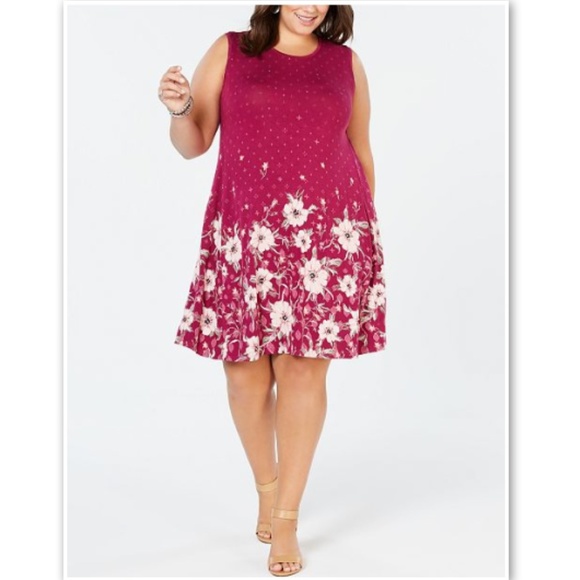 Style & Co. Dresses & Skirts - Style & Co Macy's Plus Pink Floral Swing Dress 0X
